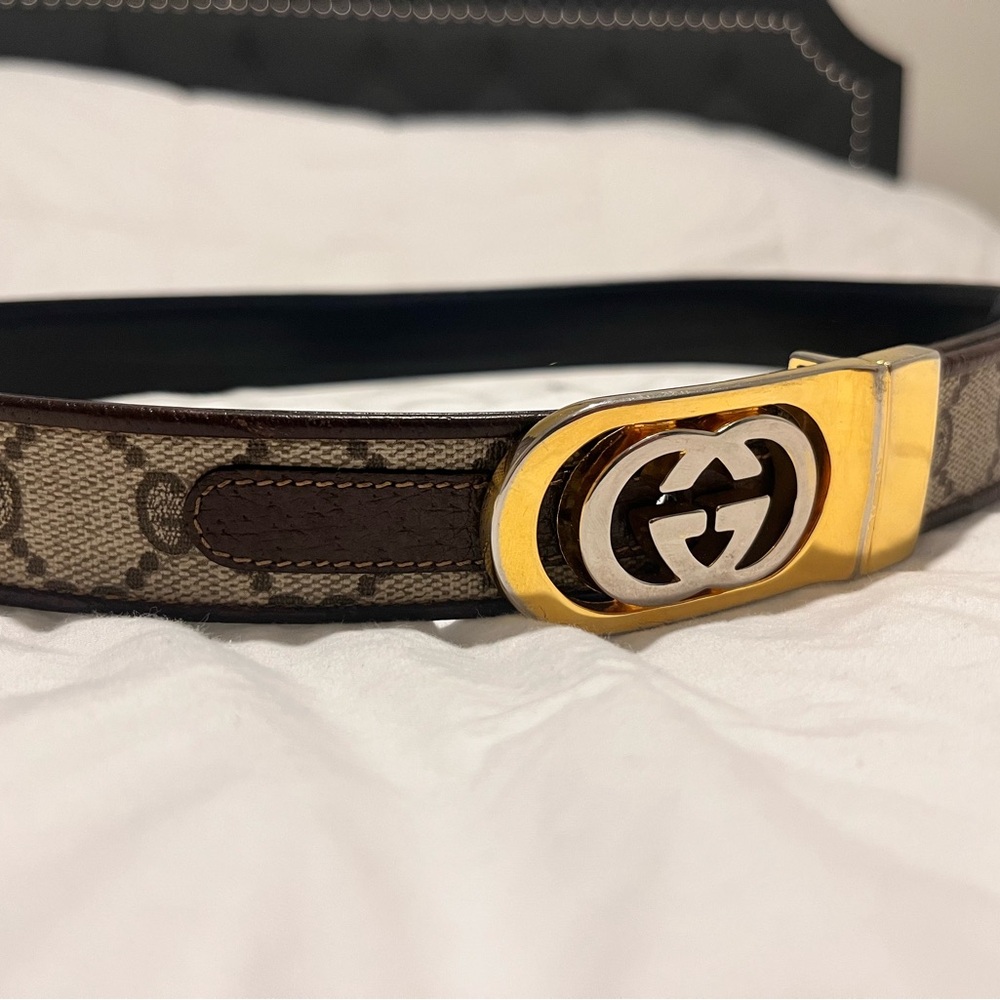 Authentic Vintage Gucci Brown and Gold Women’s Leather Belt